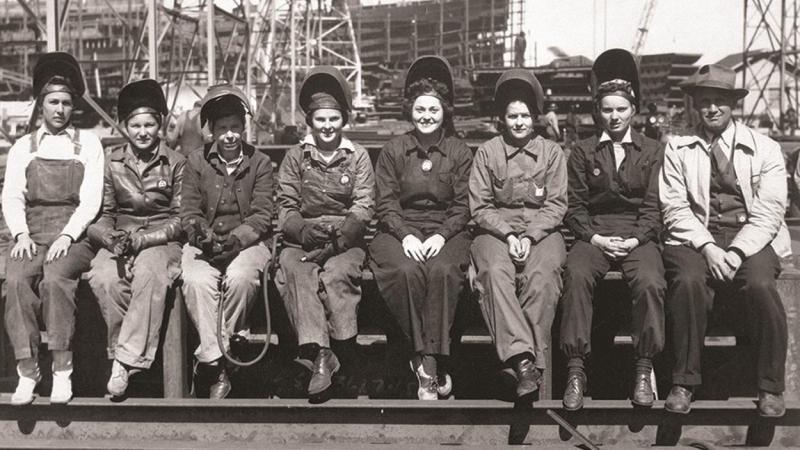Soldadoras en un astillero de Pascagoula (EEUU) en 1943.