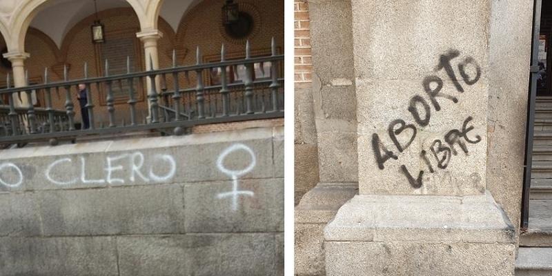  Imagen de varias pintadas ofensivas en parroquias de la ciudad de Madrid. Fuente: EP.