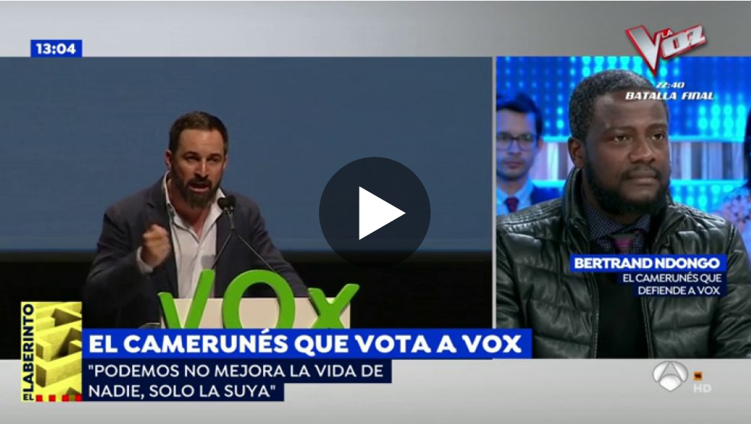 Bertrand Ndongo en Espejo Público "El camerunés que vota a Vox"