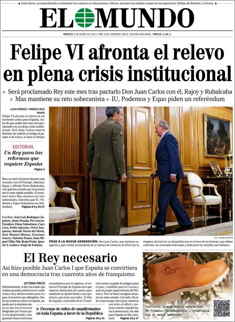  'El País', 'El Mundo', 'ABC' y 'La Razón' cierran filas en torno a la Monarquía y desoyen el tono disonante en la calle
