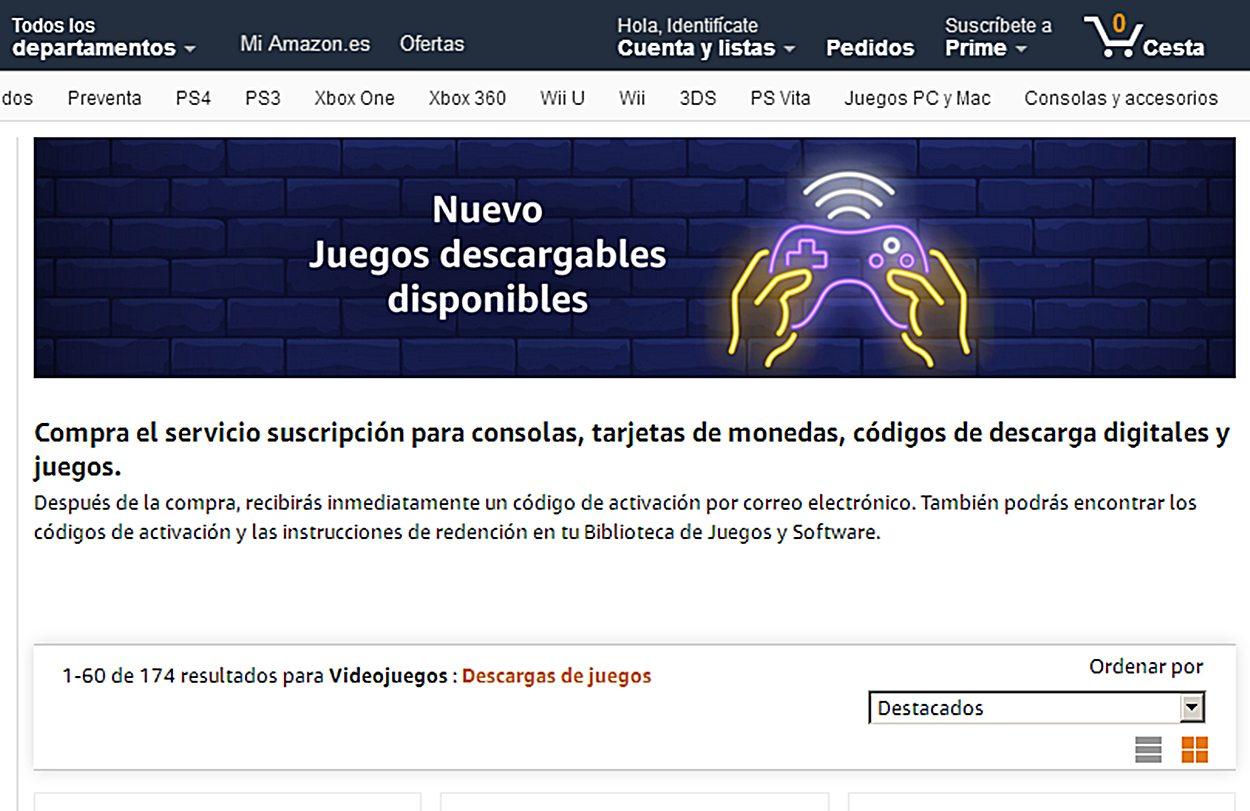 La opción de Amazon.es para descargar software o juegos está operativa desde hace una semana.