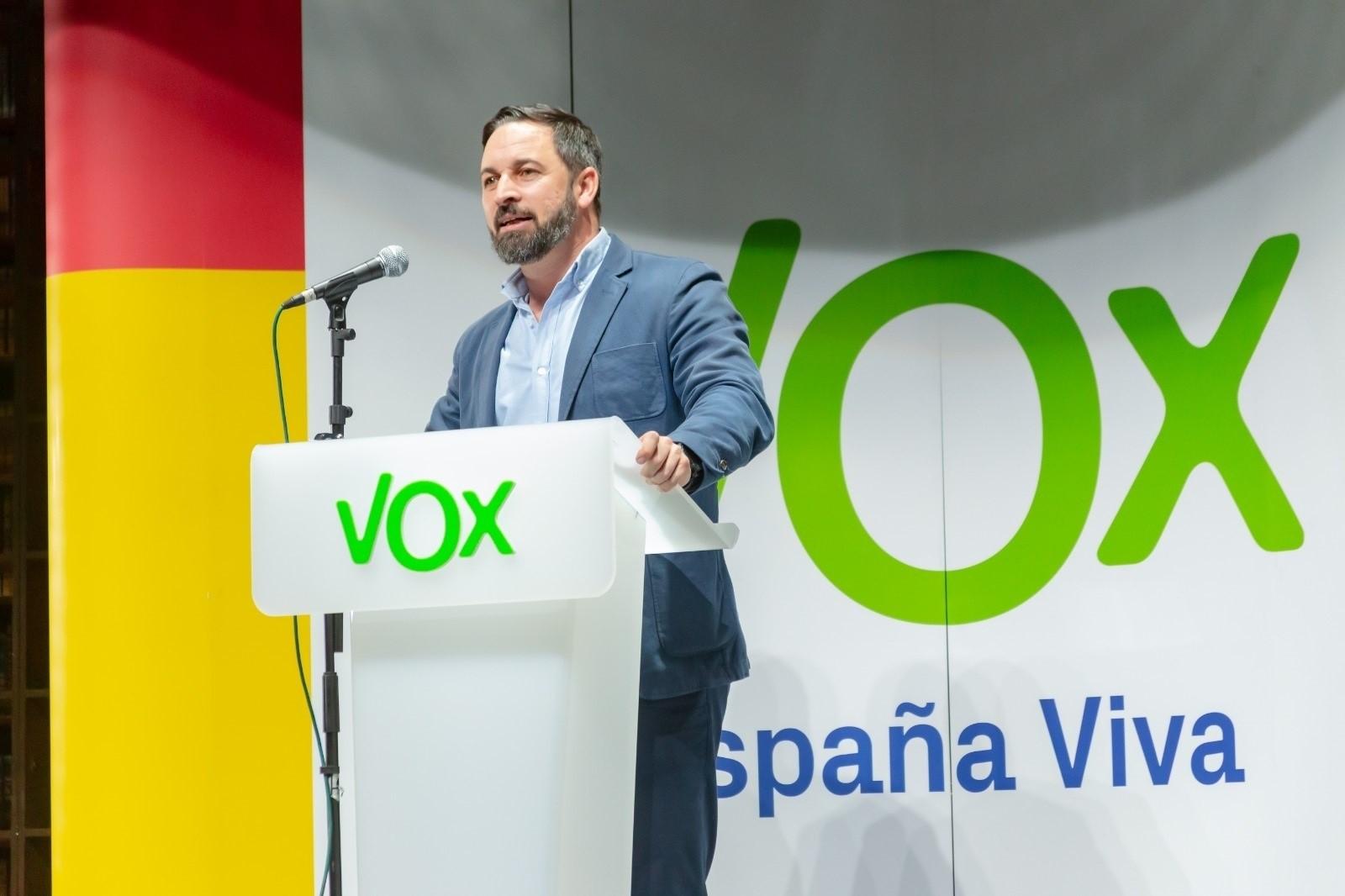 El presidente de Vox Santiago Abascal en la Asamblea General del partido. Europa Press.