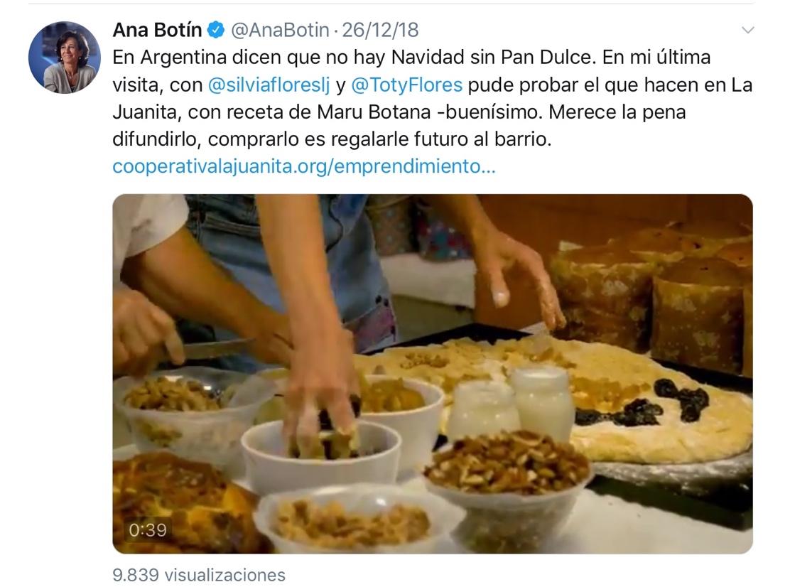 Tuit de Ana Botín Tuit de Ana Botín