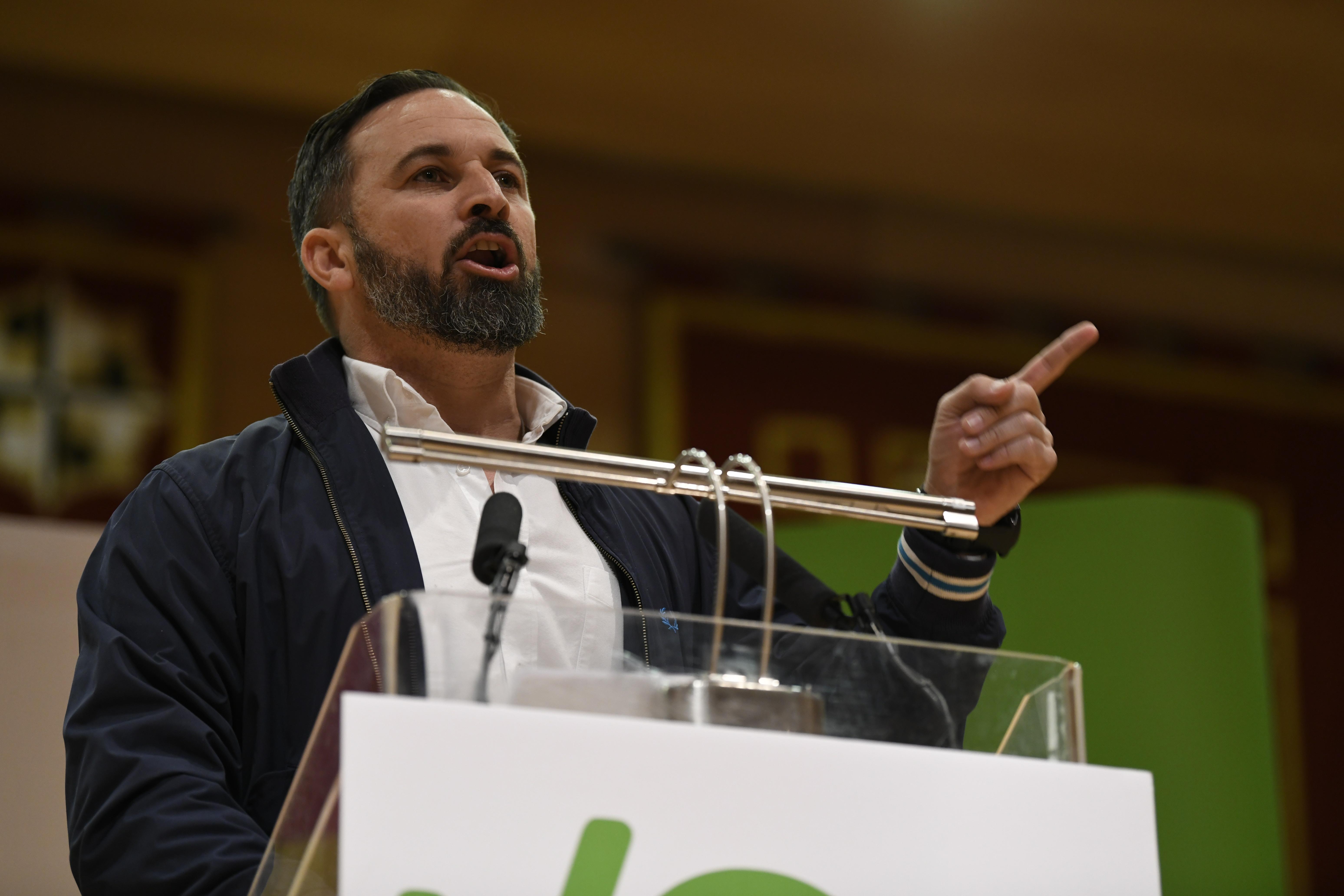 l presidente de Vox Santiago Abascal interviene durante un acto del partido en Ciudad Real (Castilla La Mancha). 