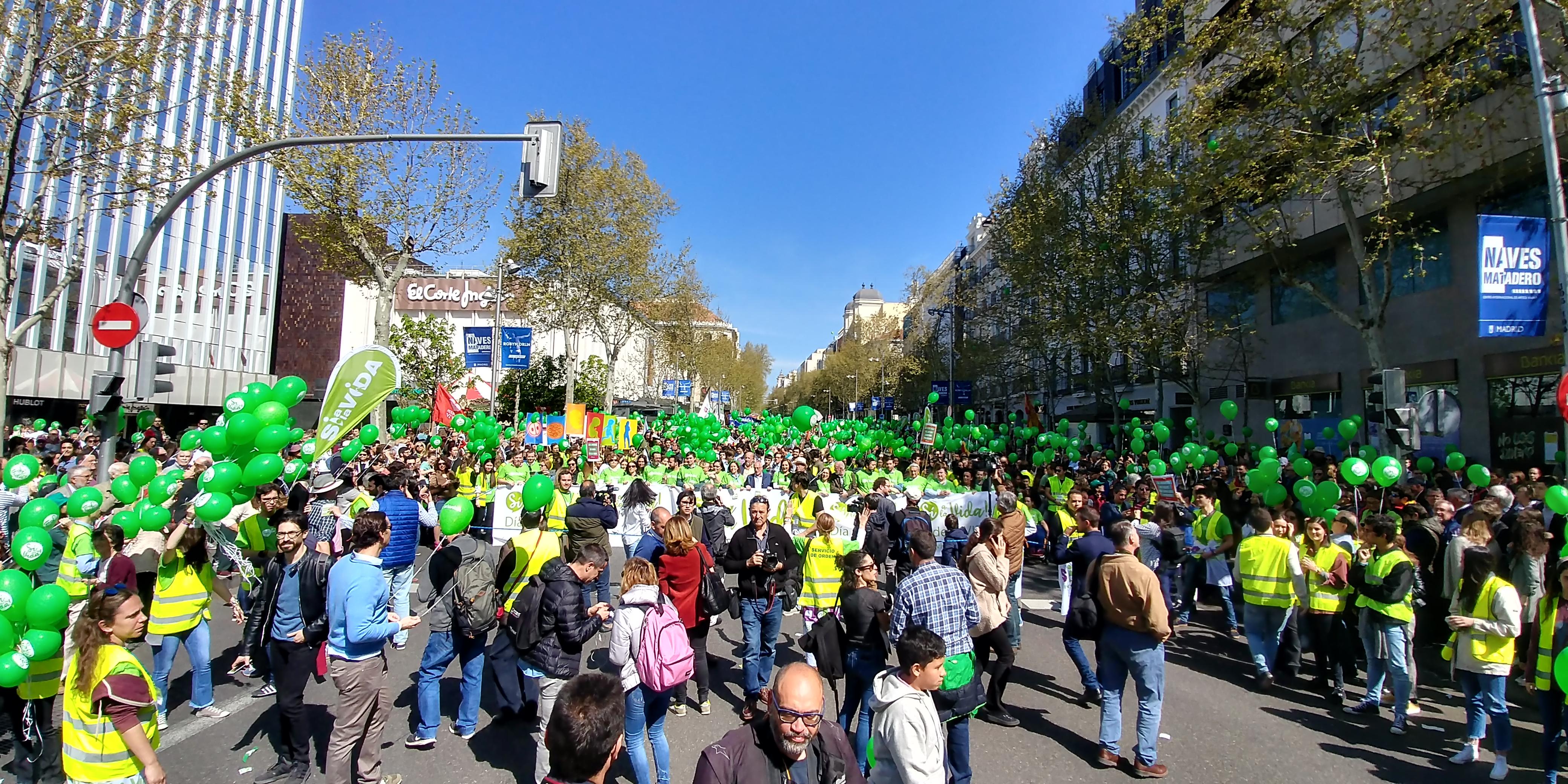 Cabecera de la marcha contra el aborto celebrada en Madrid