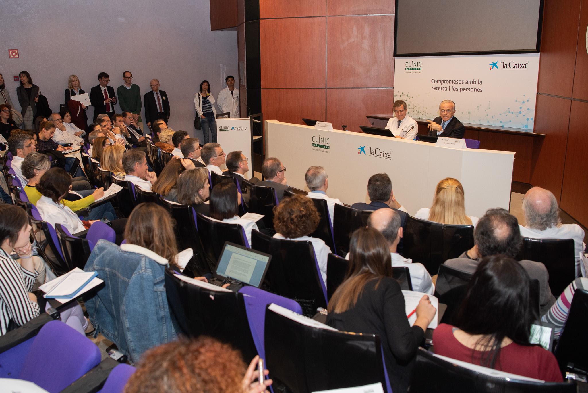 Presentación del acuerdo de colaboración entre la Fundación bancaria la Caixa y el hospital Clínic de Barcelona para fomentar la investigación