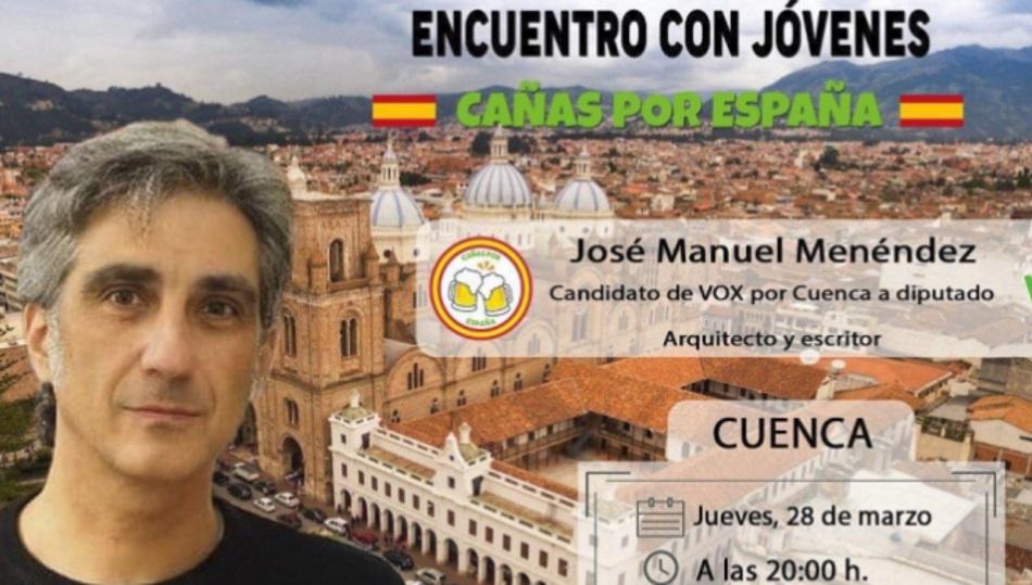 Cartel de la convocatoria de Vox Cuenca con una imagen de la catedral de Cuenca en Ecuador. twitter