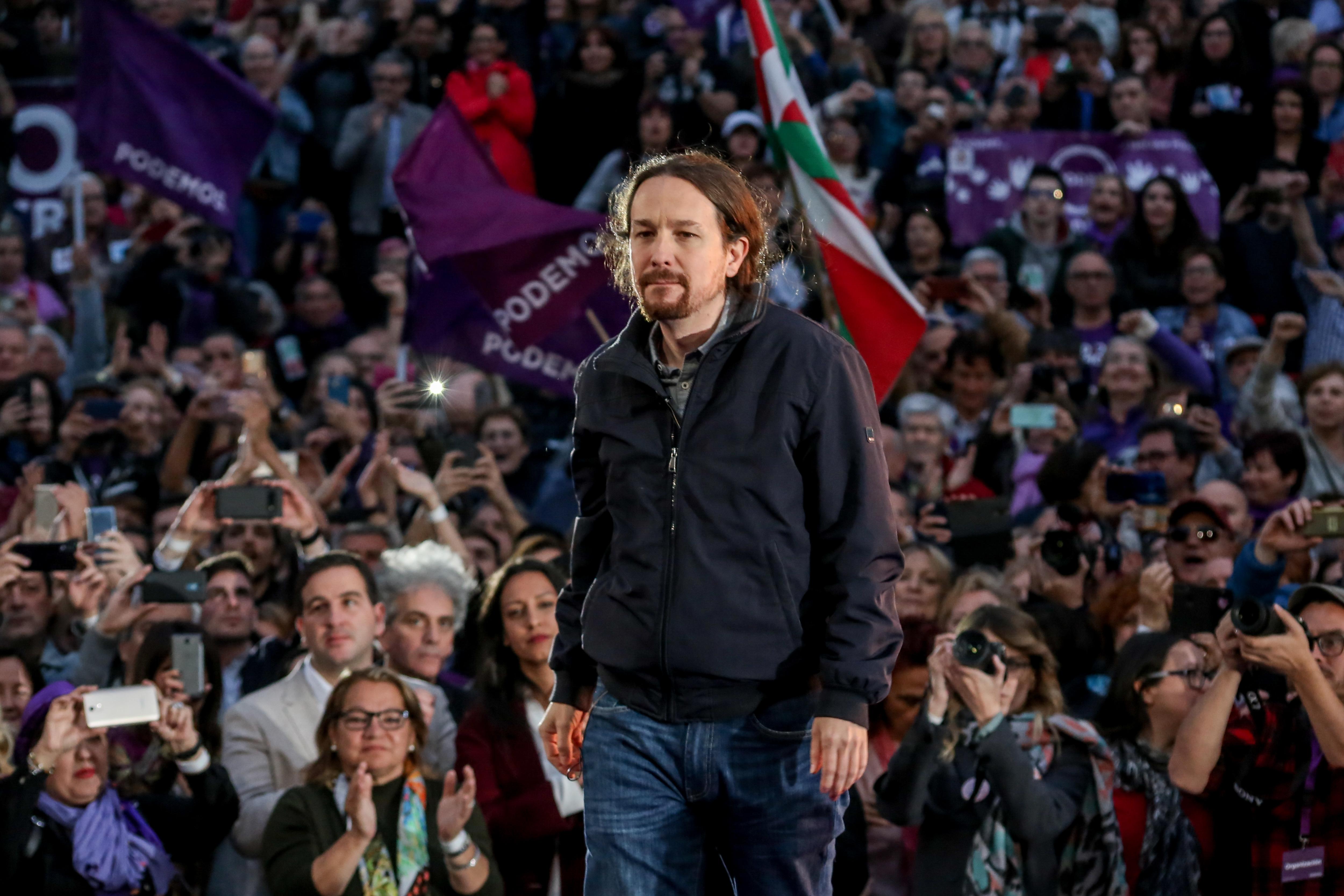 Pablo Iglesias en el acto de precampaña de Podemos en Madrid. Europa Press.