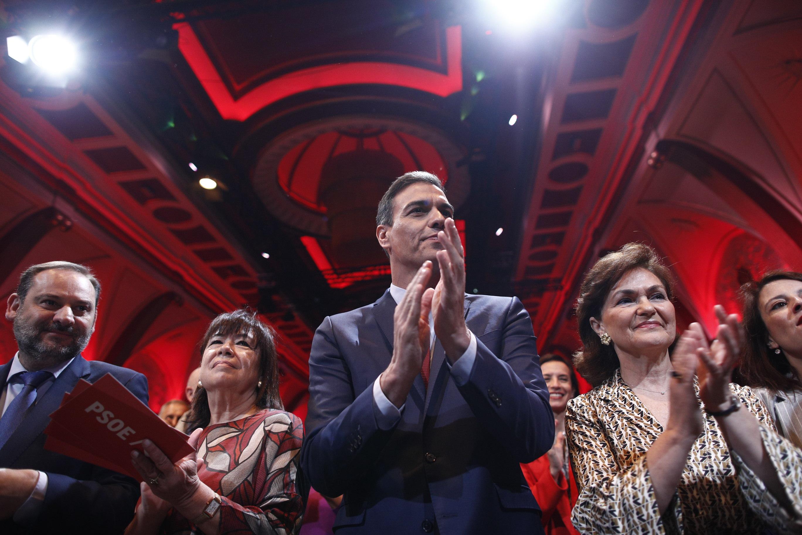 José Luis Ábalos, Cristina Narbona, Pedro Sáncchez y Carmen Calvo. EP