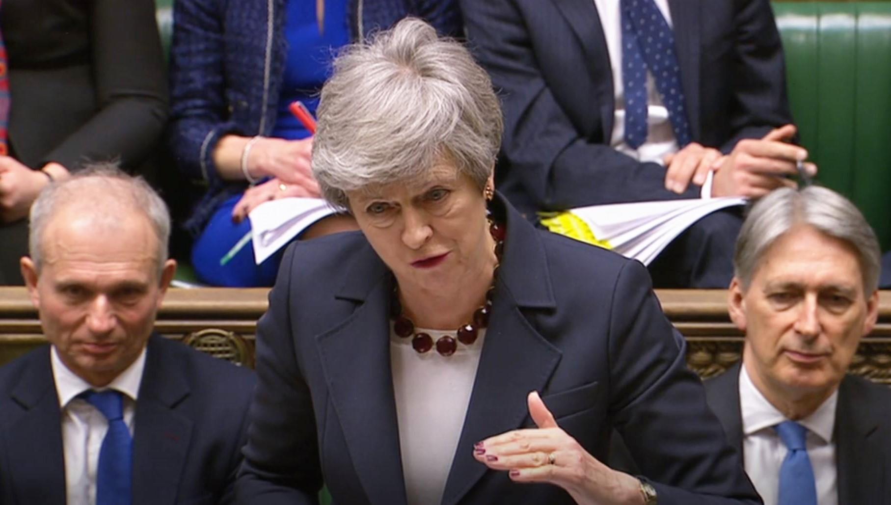 Theresa May en el Parlamento Británico durante la sesión del 27 de marzo. Europa Press.