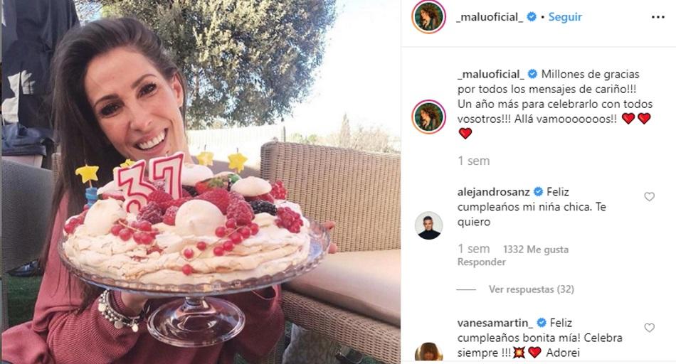 Malú celebra su 37 cumpleaños. Instagram