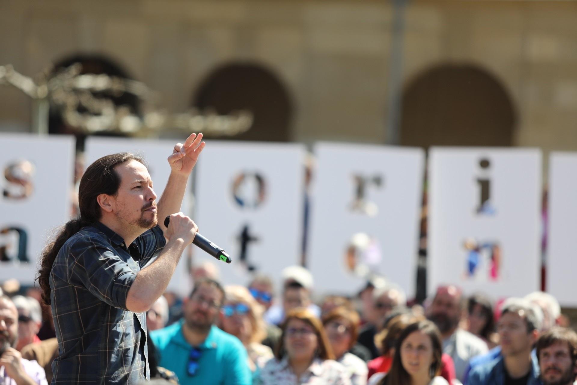 Pablo Iglesias en el acto de Podemos en Pamplona