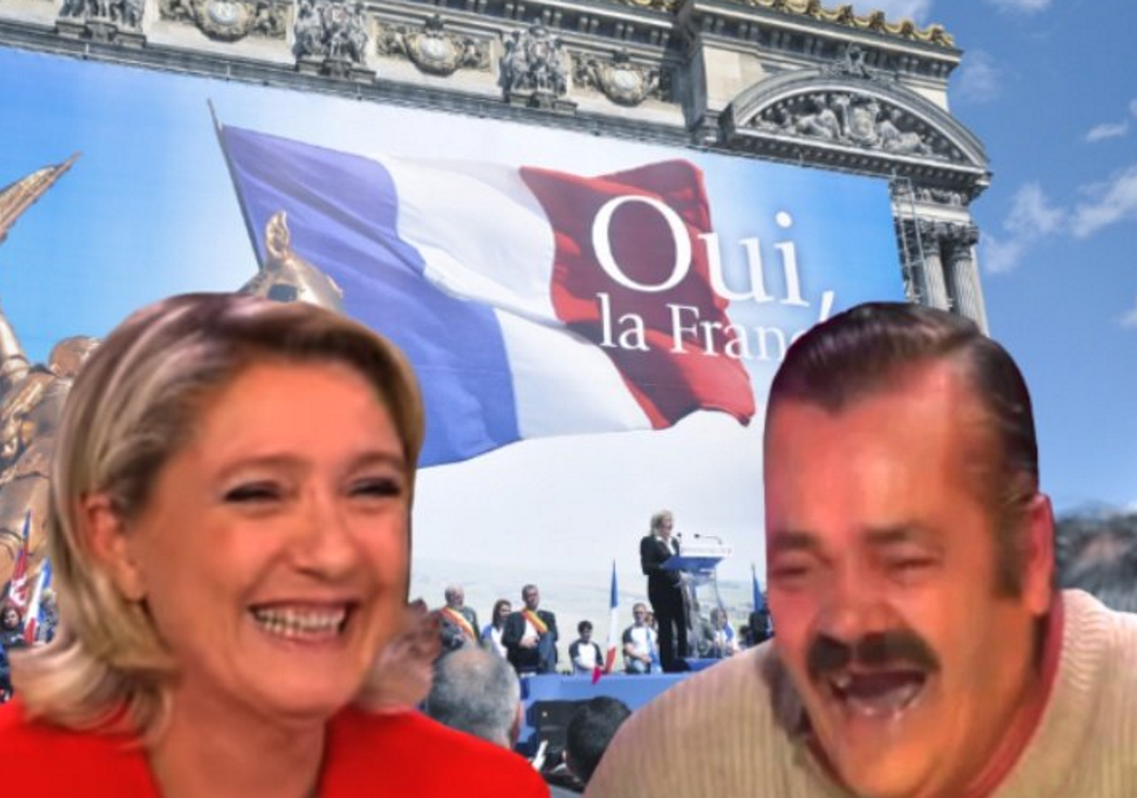 Un meme francés de El Risita con Marine Le Pen