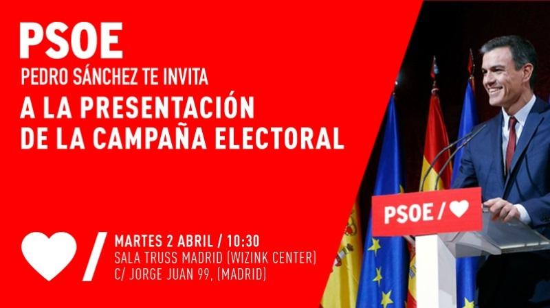 Cartel acto PSOE presentación campaña Cartel acto PSOE presentación campaña