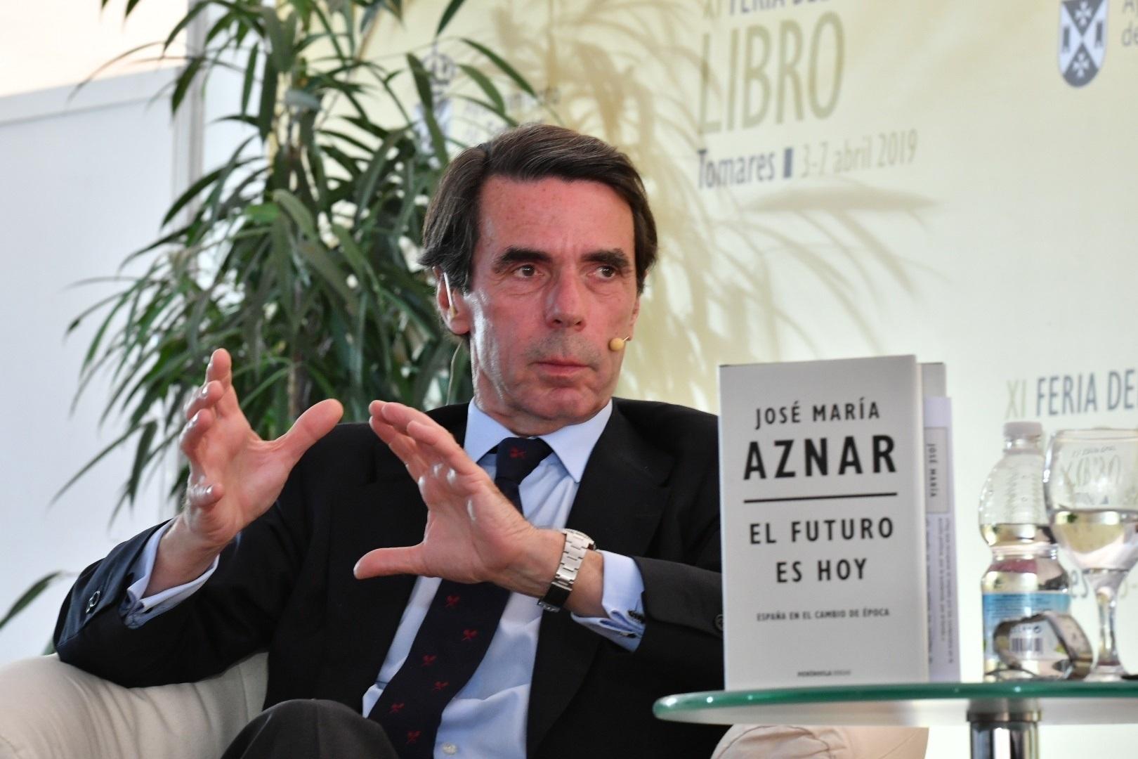 José María Aznar en Tomares, en la edición de 2023 de su 'Foro España'. EP