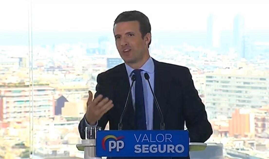Pablo Casado presenta en Barcelona su programa electoral. Europa Press.