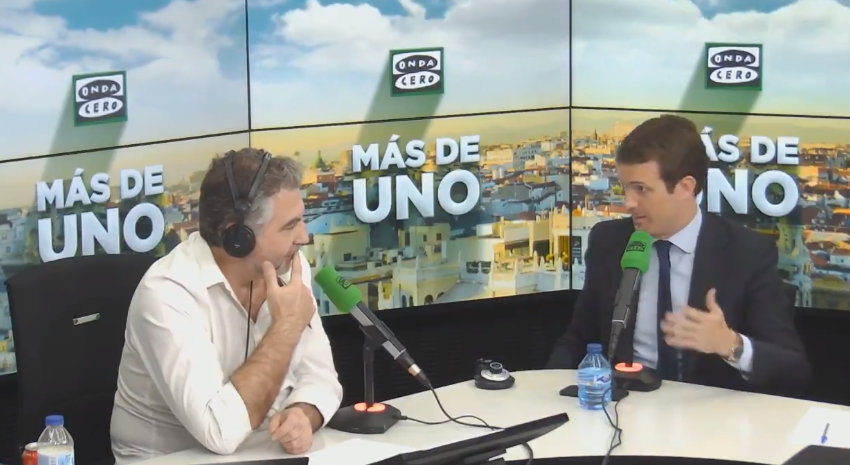 Pablo Casado durante su entrevista con Carlos Alsina en Onda Cero