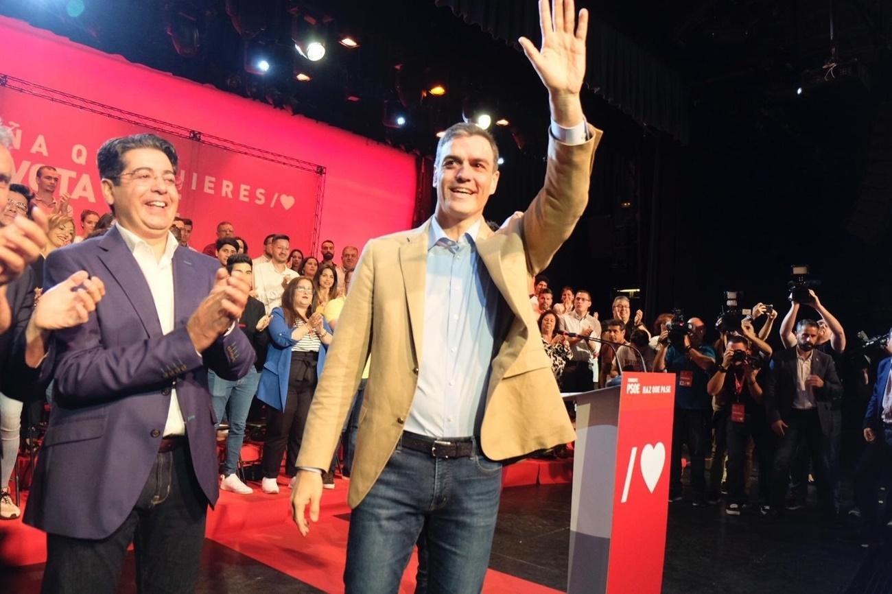 Pedro Sánchez en el mitin de Arona (Tenerife)