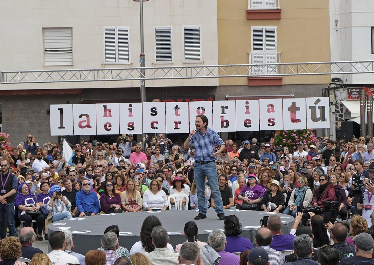 Pablo Iglesias durante un acto de Unidas Podemos en Las Palmas de Gran Canaria.