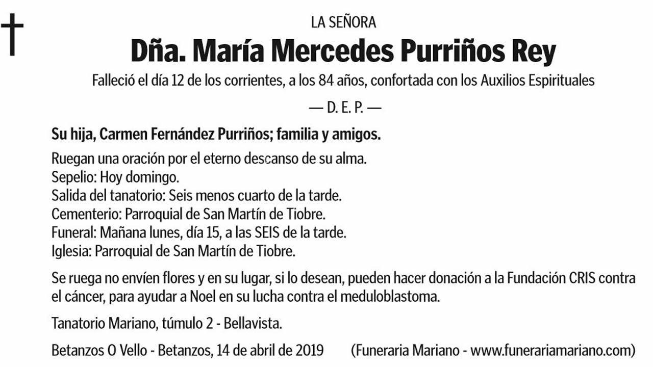 Esquela de María Mercedes Purriños - Twitter