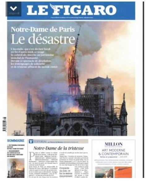 Le Figaro. Notre-Dame de París, el desastre