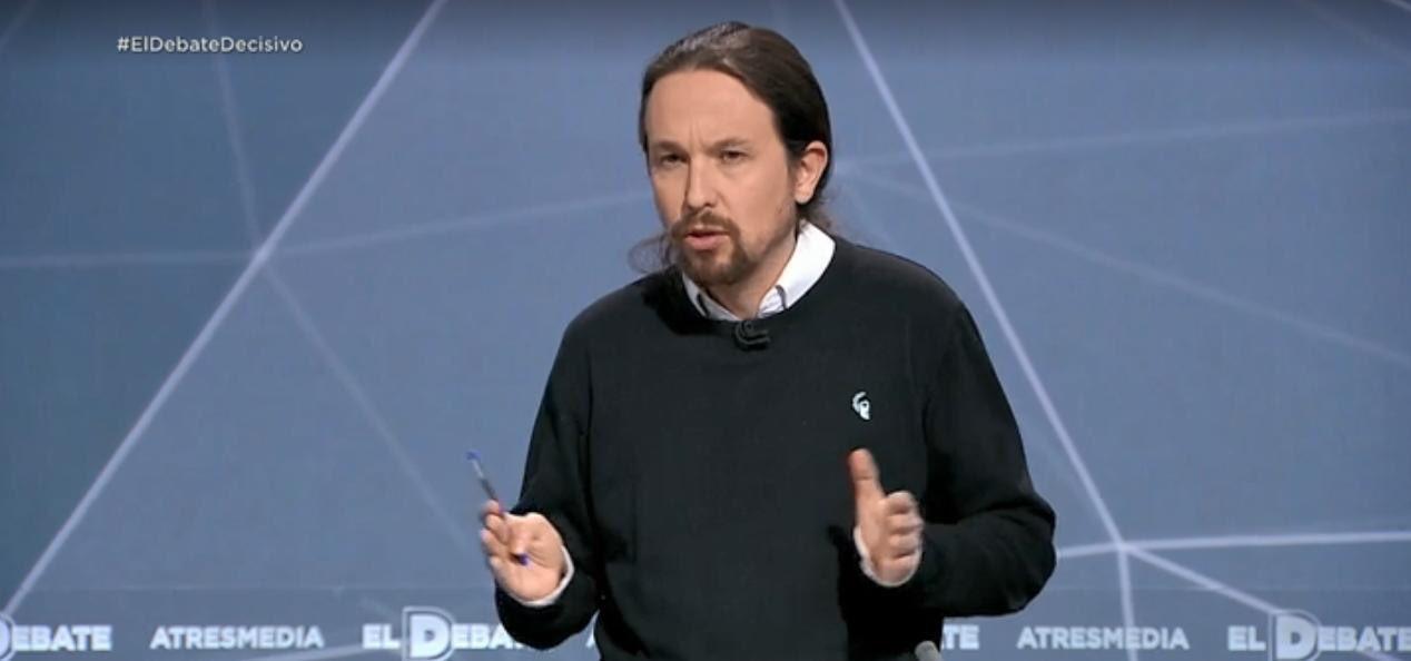 Pablo Iglesias durante el debate de Atresmedia