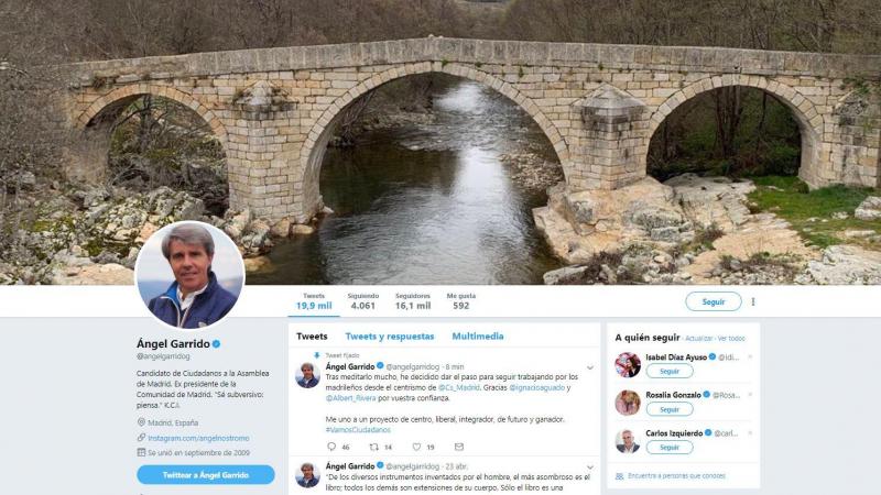 Garrido actualiza su perfil de Twitter y se presenta como candidato de Ciudadanos