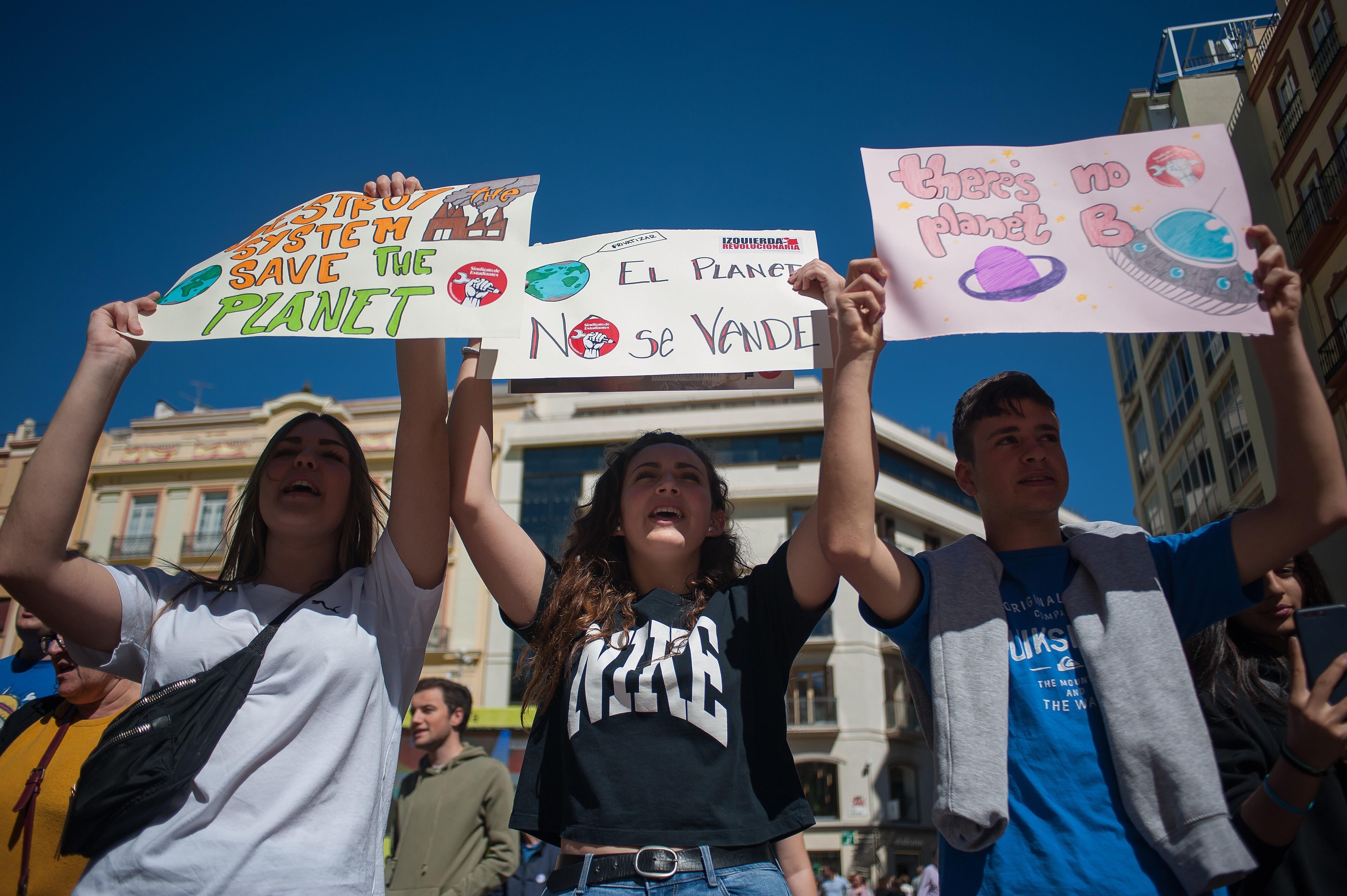 Huelga estudiantil del 15 de marzo organizada por el movimiento contra el cambio climático 'Fridays for Future' en Málaga. Europa Press.