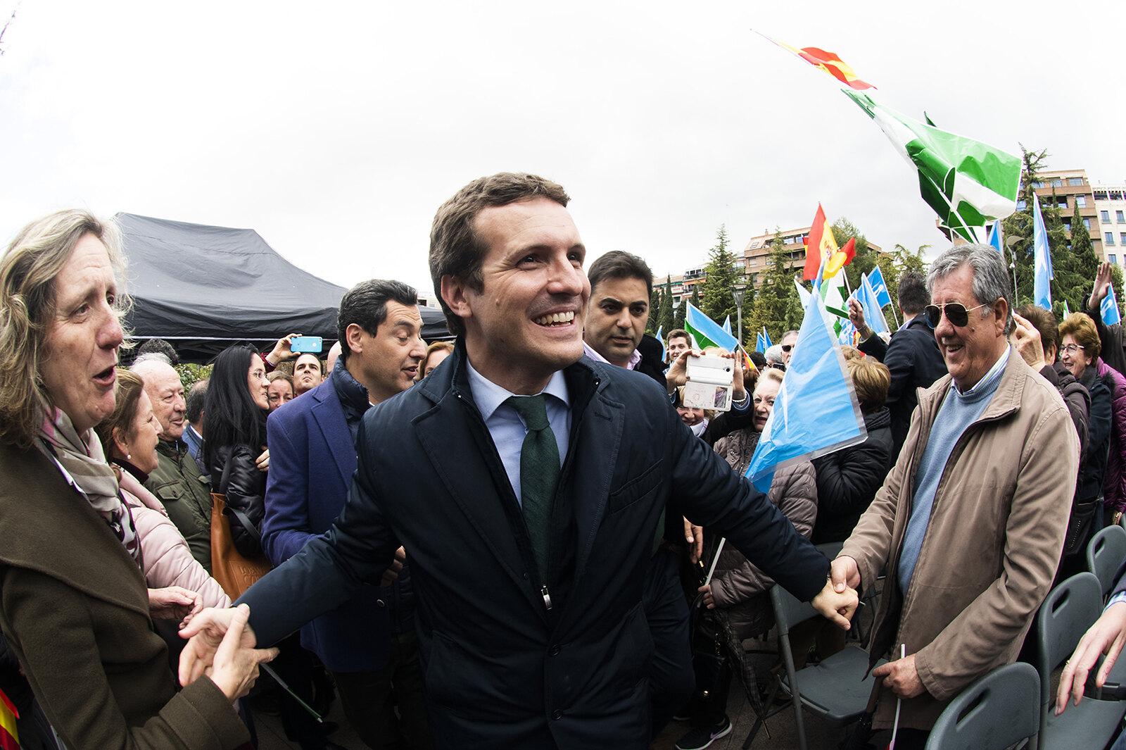 El presidente del Partido Popular, Pablo Casado, en un mitin en Granada. FLICKR