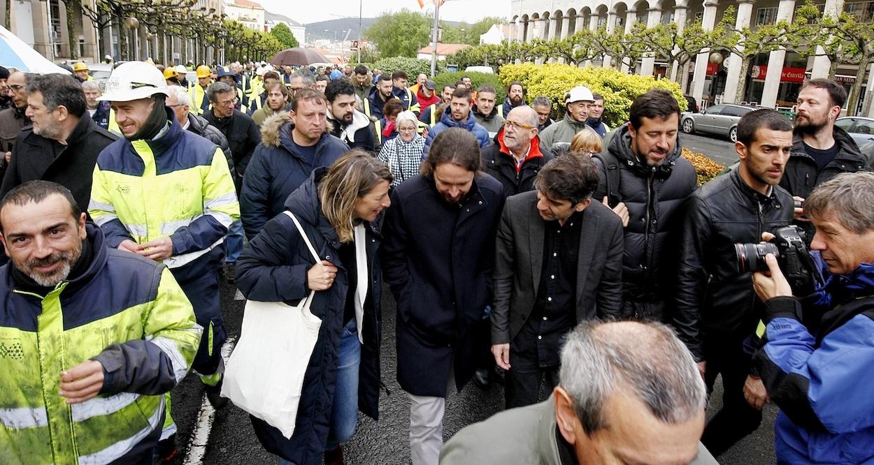 Pablo Iglesias durante su visita a Vigo en la campaña electoral