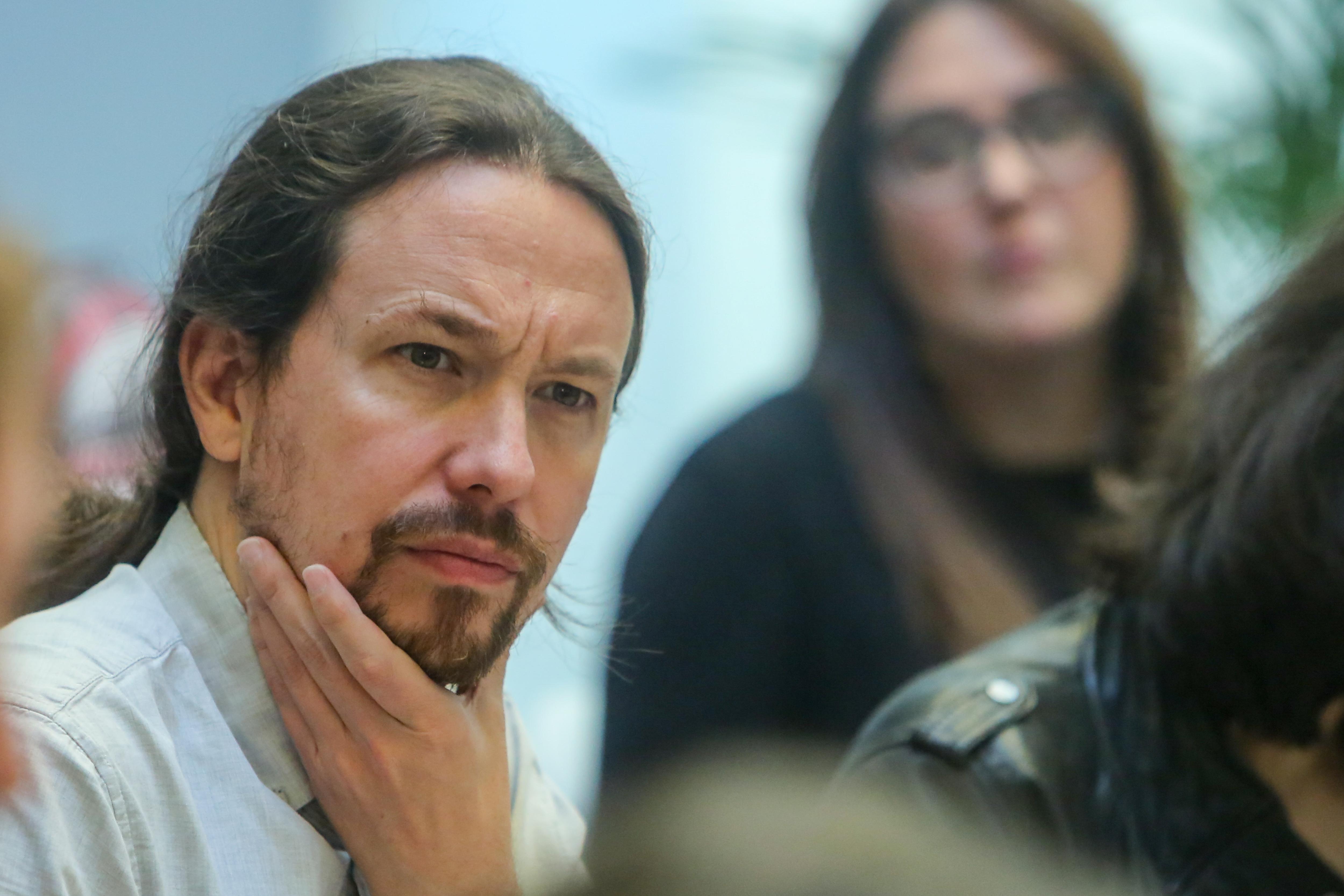 El secretario general de Unidas Podemos Pablo Iglesias en un acto en la Fundación Diario Madrid. Europa Press.