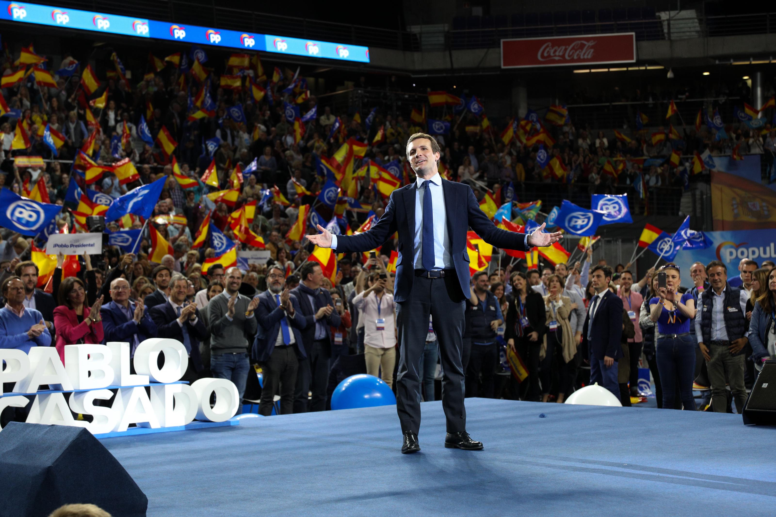 Pablo Casado en el mitin de cierre de campaña del Partido Popular en Wizink Center Madrid (Europa Press)