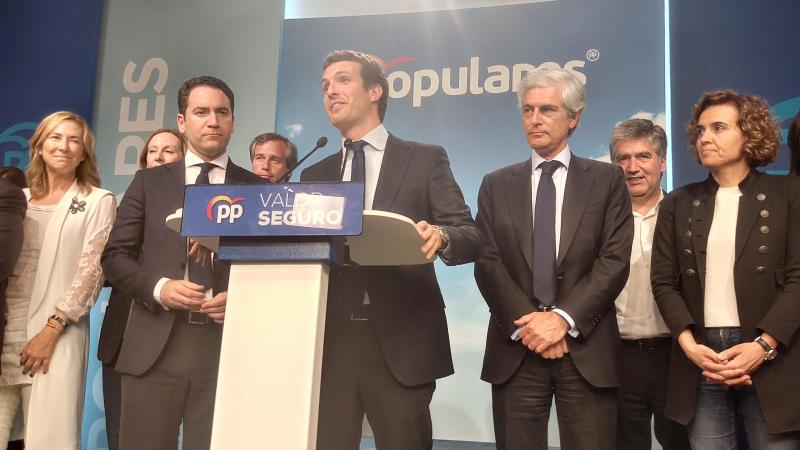 Pablo Casado en su rueda de prensa tras el fracaso electoral