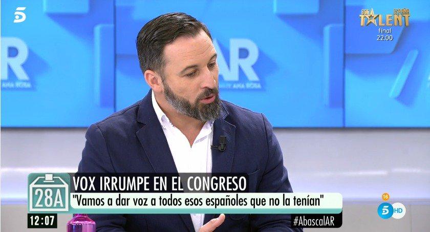 Santiago Abascal, entrevistado por Ana Rosa Quintana