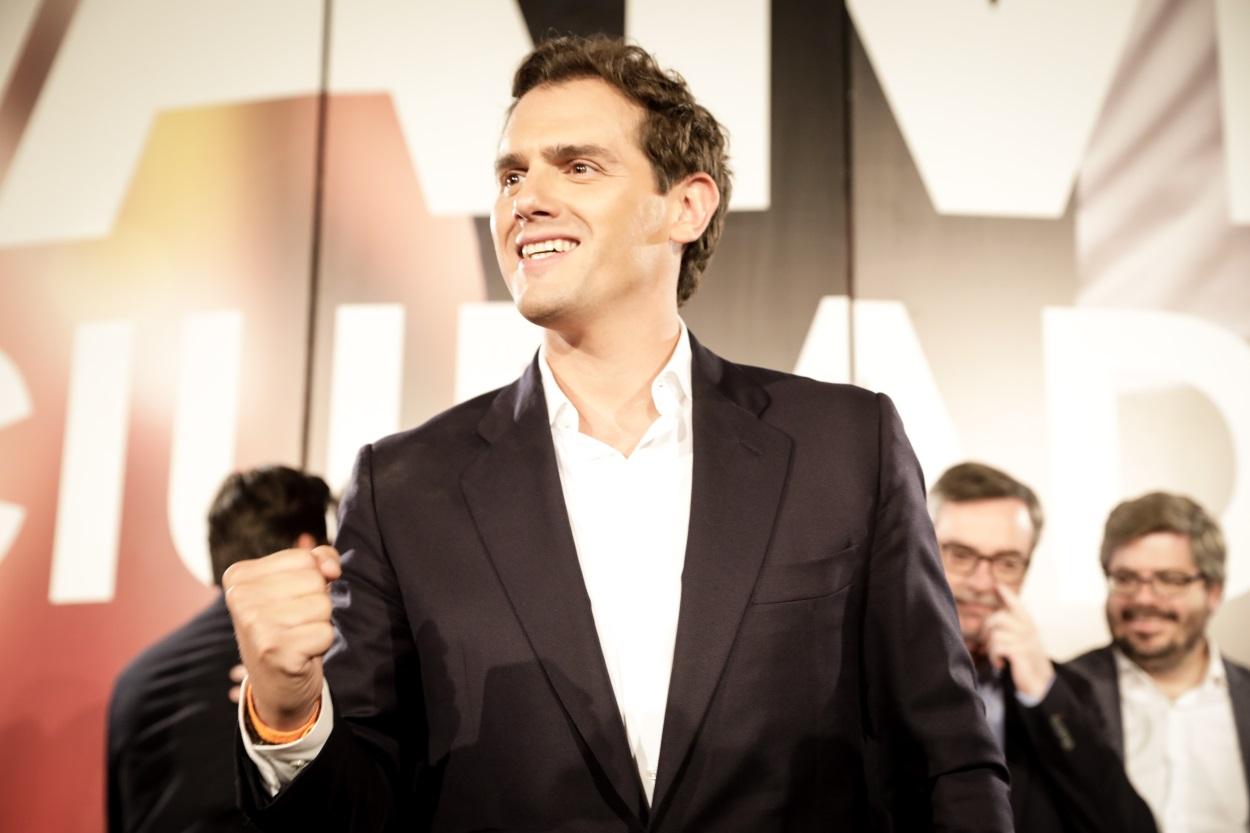 El presidente de Ciudadanos, Albert Rivera, celebra los resultados electorales