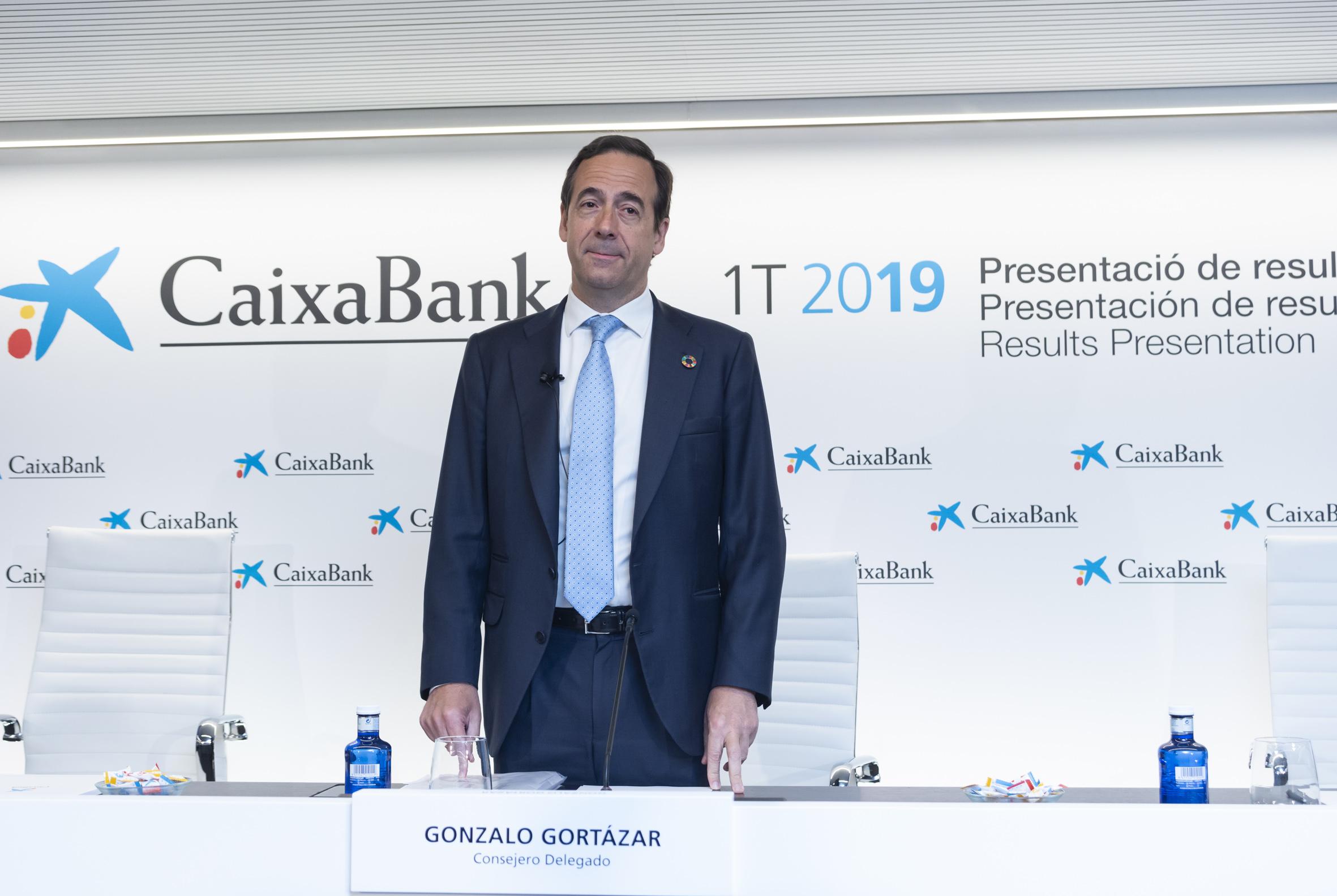 Gonzalo Gortázar, consejero delegado de CaixaBank durante la presentación de los resultados del Primer Trimestre