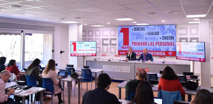 Pepe Álvarez (UGT) y Unai Sordo (CCOO), presentan las movilizaciones del Primero de Mayo