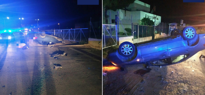Imagen del accidente de coche facilitada por la Policía Local