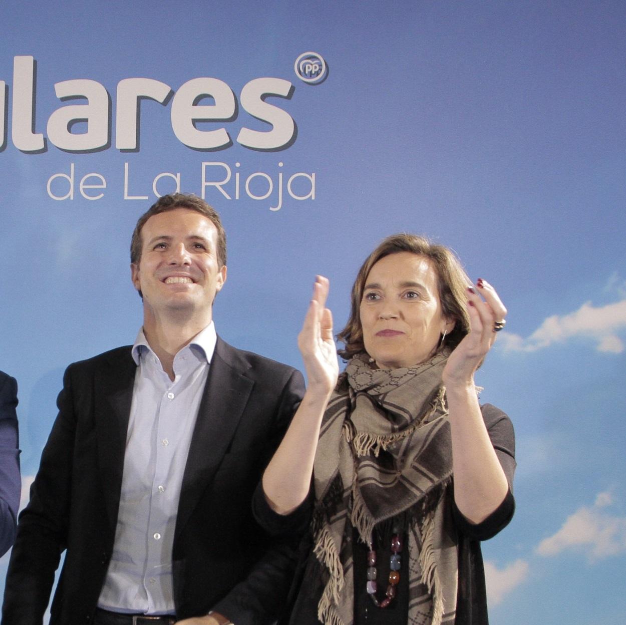 Pablo Casado junto a Cuca Gamarra durante un acto del PP