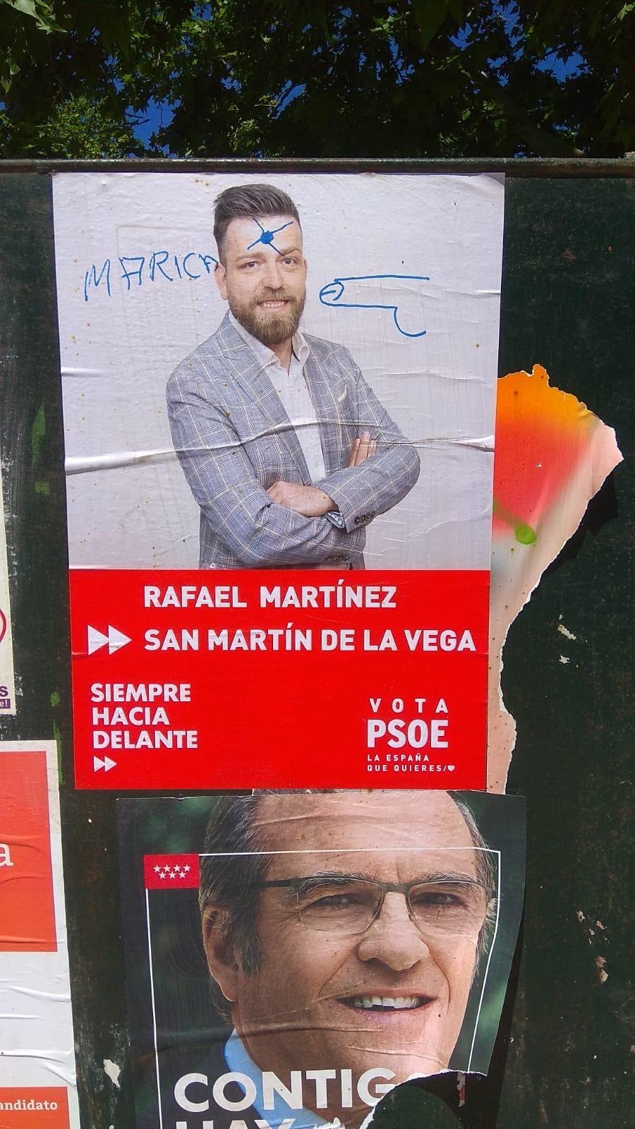 Cartel electoral vandalizado - Facebook Rafa Martínez