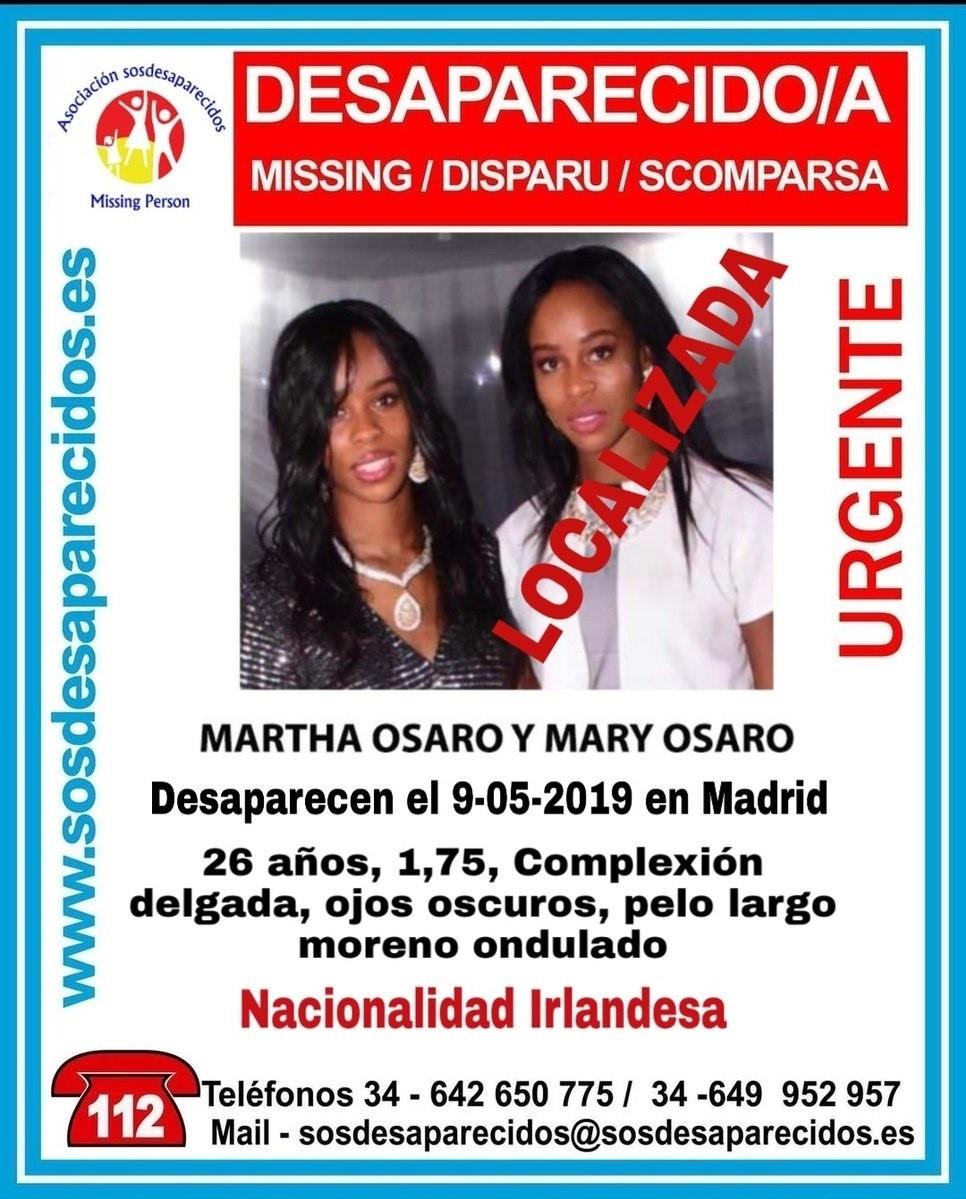 Cartel de las gemelas desaparecidas