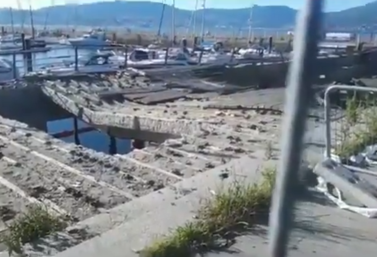 Parte del muelle de Vigo que se ha desplomado