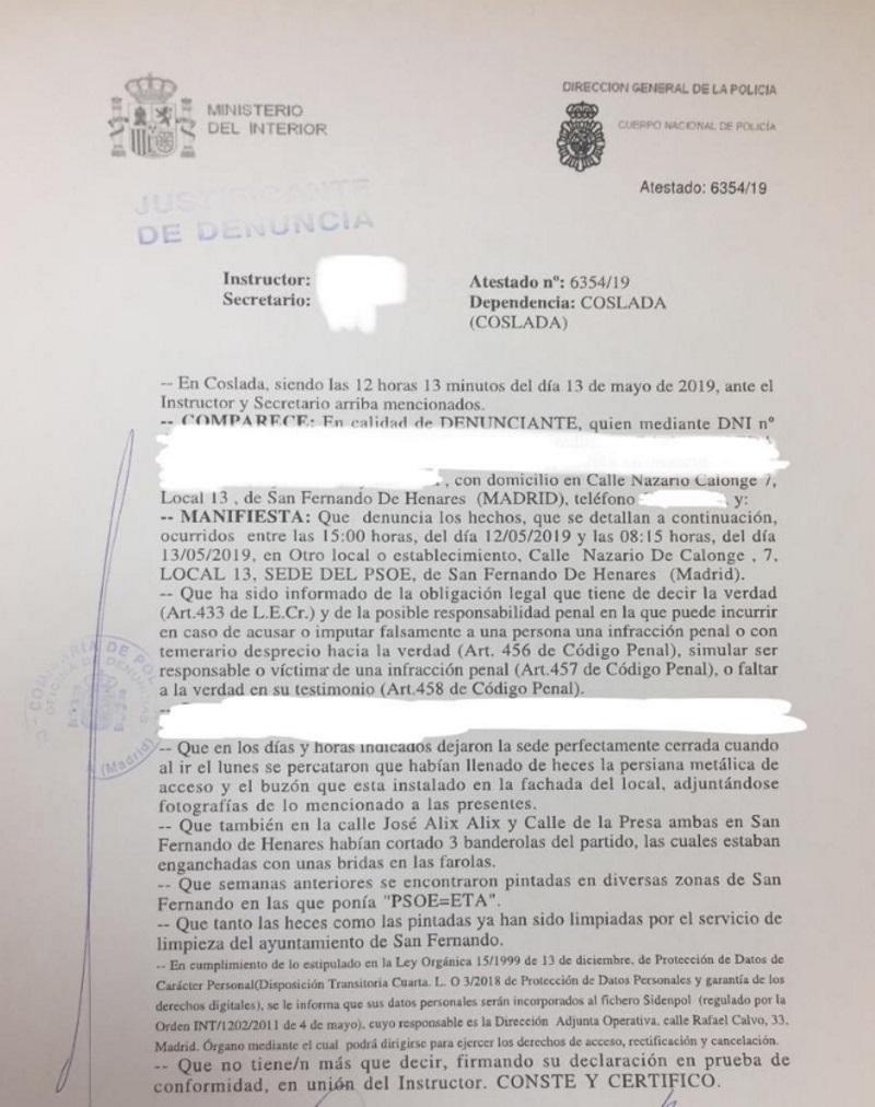 Denuncia ante la Policía Denuncia ante la Policía