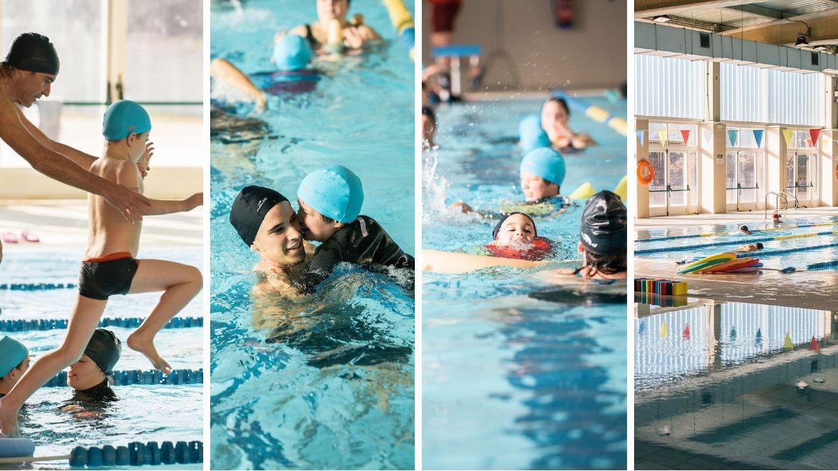 Mateo, en sus clases de natación