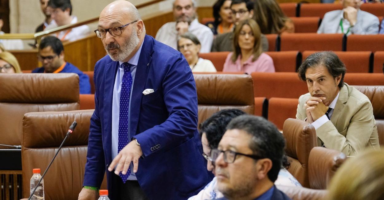 El portavoz de Vox, Alejandro Hernández, interviniendo en un Pleno del Parlamento.