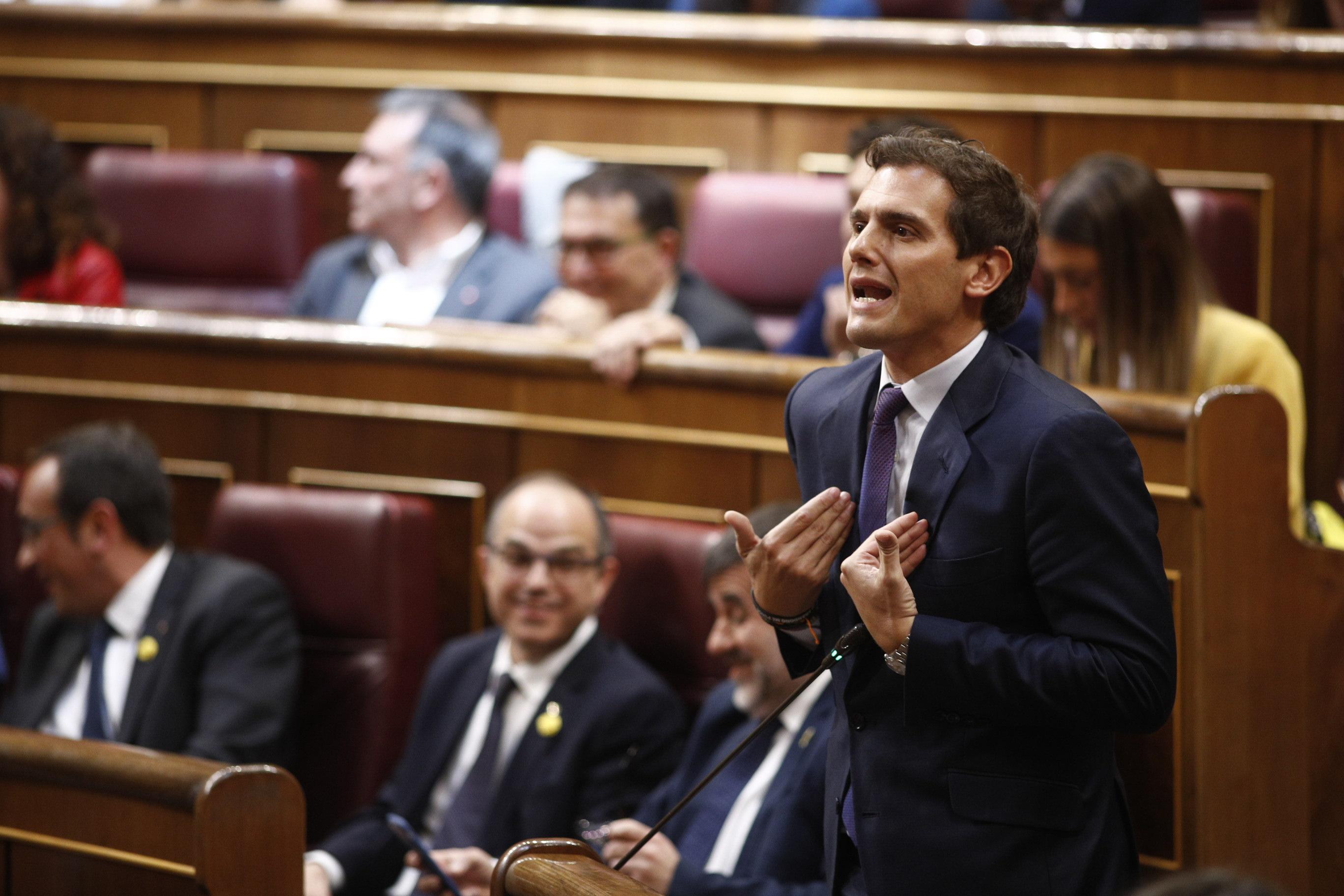 El presidente de Ciudadanos Albert Rivera  interviene durante la sesión constitutiva del Congreso de los Diputados 