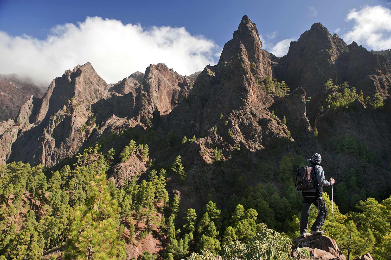 El parque de la Caldera de Taburiente es un área protegida situada en la isla de La Palma, de naturaleza volcánica
