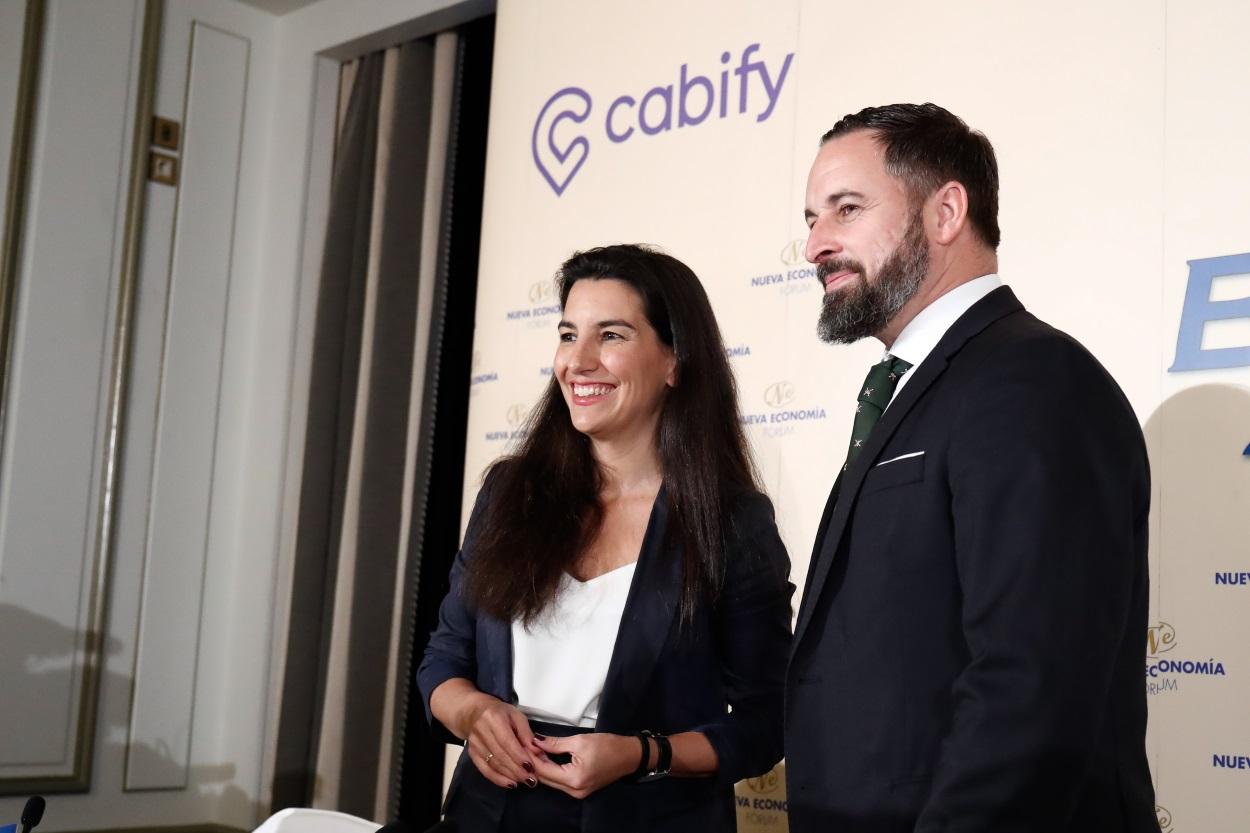 Santiago Abascal junto a Rocio Monasterio en un desayuno informativo