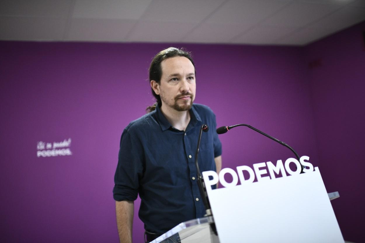 Pablo Iglesias comparece ante los medios tras la debacle del 26A