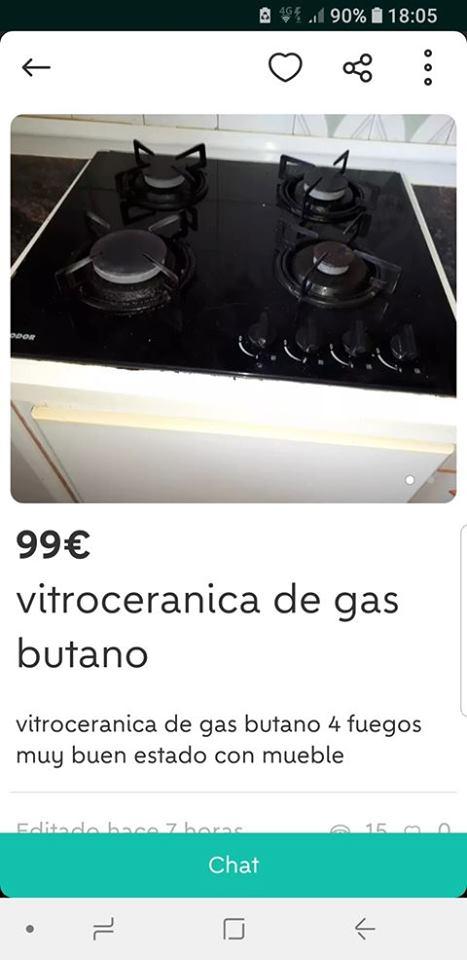 Vitrocerámica de gas butano